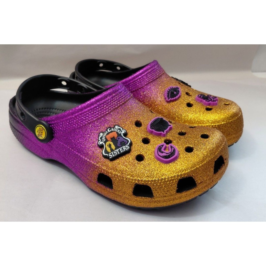 Disney x Crocs Hocus Pocus Crocs Unisex Size M/7 W/9 Purple Orange Glitter