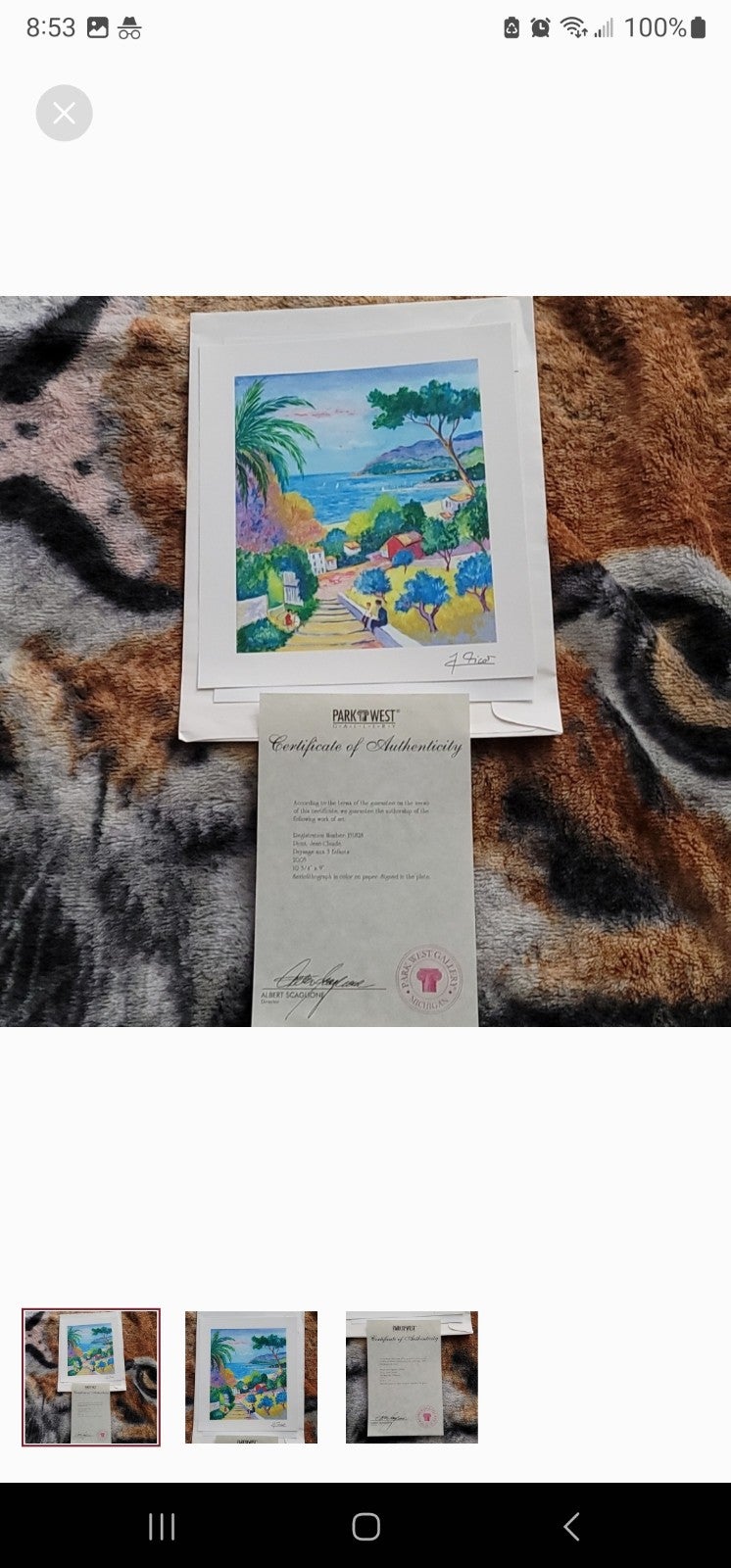 Jean claude picot paysage aux 3 enfants art print w/coa