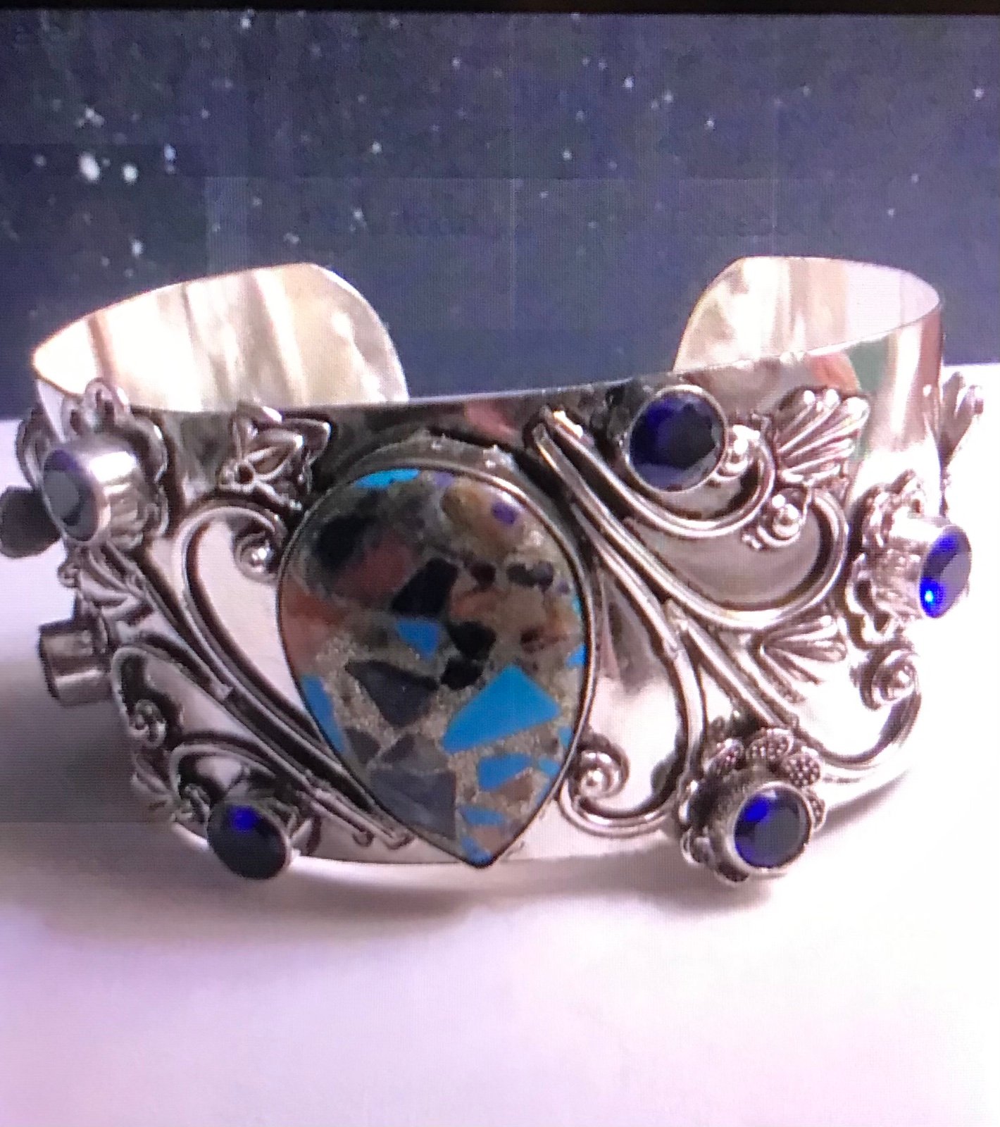 Turquoise Blue Topaz 925 Sterling Silver Cuff Bracelet