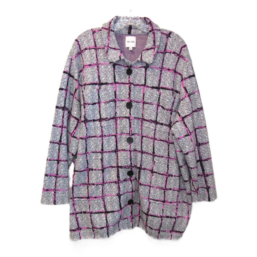 NIC + ZOE Shirt Jacket Womens Plus Size 3X Around Town Multicolor Print Funky