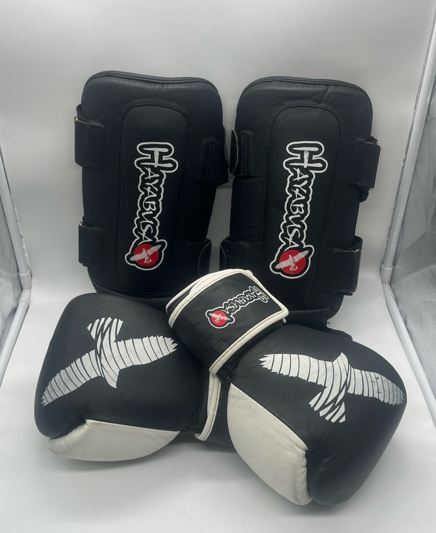 Hayabusa 10oz Boxing Gloves & shin guards