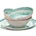 12 Piece Dinner Set, Aqua White Swirl Print Dishwasher Safe Melamine Set