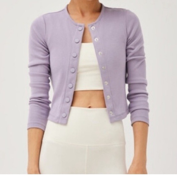 Outdoor Voices Cozyrib Cropped Cardigan Sze XS Earl Grey