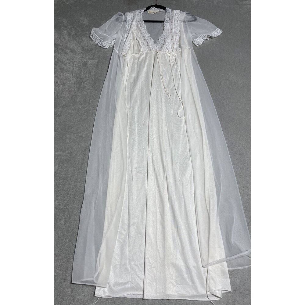 Vintage Taryn Alexander Nightgown Sheer Robe Womens Medium 2 Piece Union Made