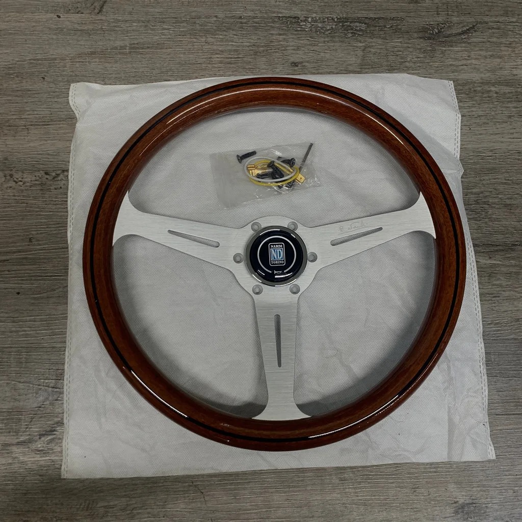 NEW NARDICLASSIC 350MM STEERING WHEEL MAHOGANY WOOD With POLISHED SPOKE WA Style