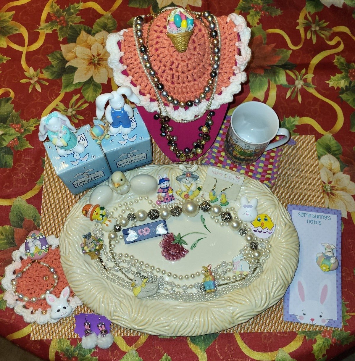 Huge Easter Collectables Lot~Lenox Poppies On Blue Jewelry and More