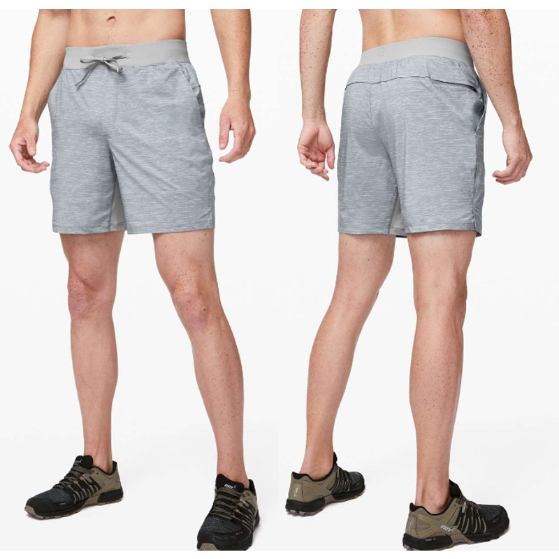 Lululemon T.H.E. Linerless Short 9 Heather Allover Sea Salt Light Cast Men's M