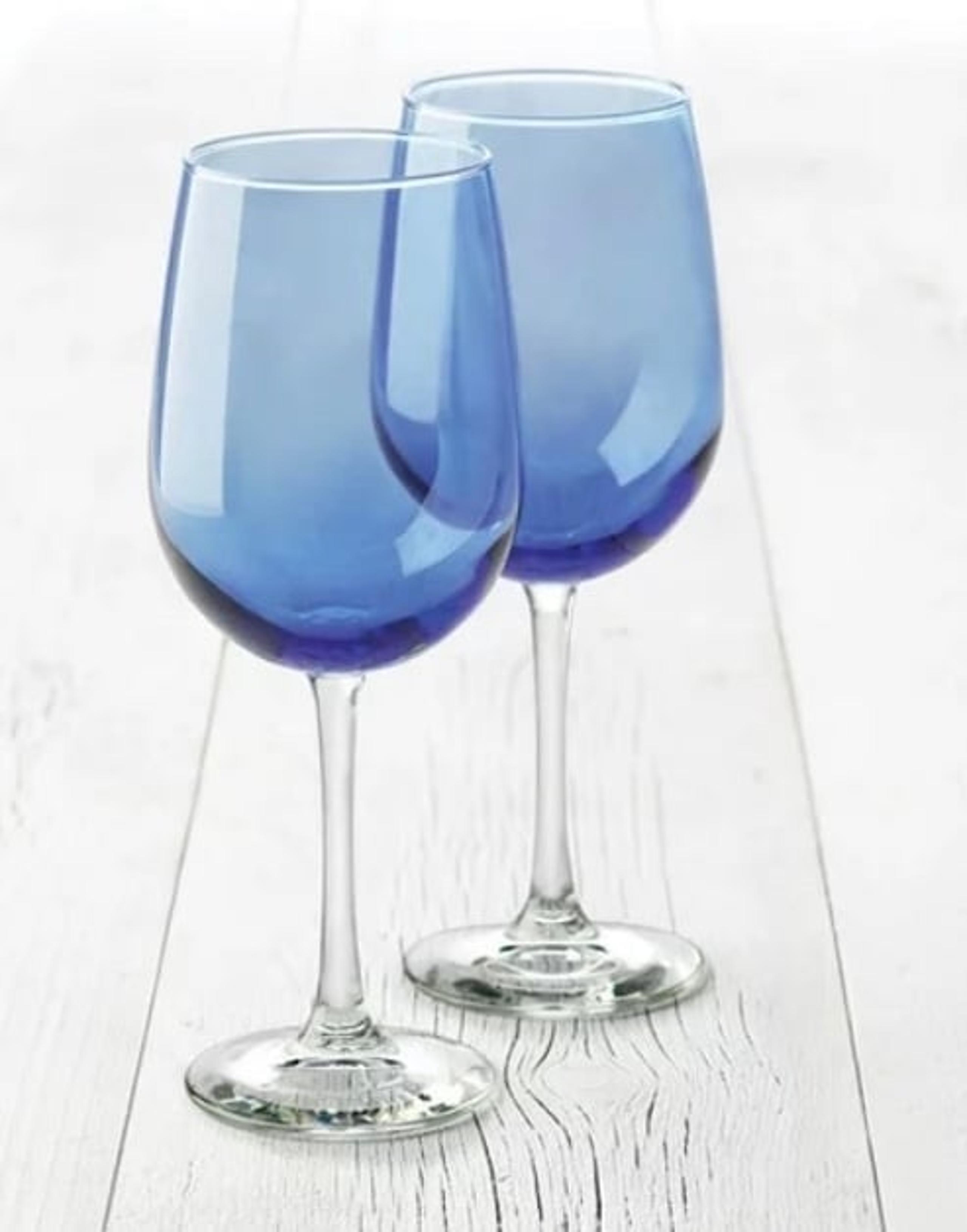 Set of 2 Blue Wine Glasses by Libbey