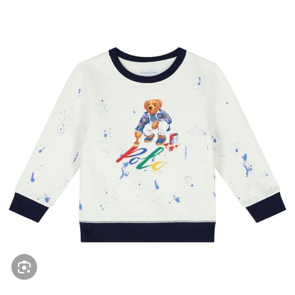 Ralph Lauren Baby Boys White & Navy Sweatshirt Size NEW WITH TAG top only