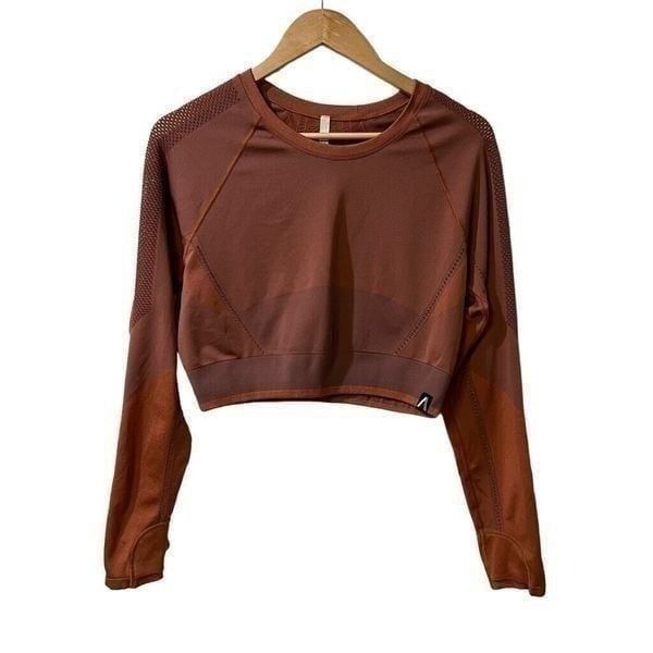 Athleta x Allyson Womens Crop Top Size XL Felix Legend Shine Long Sleeve