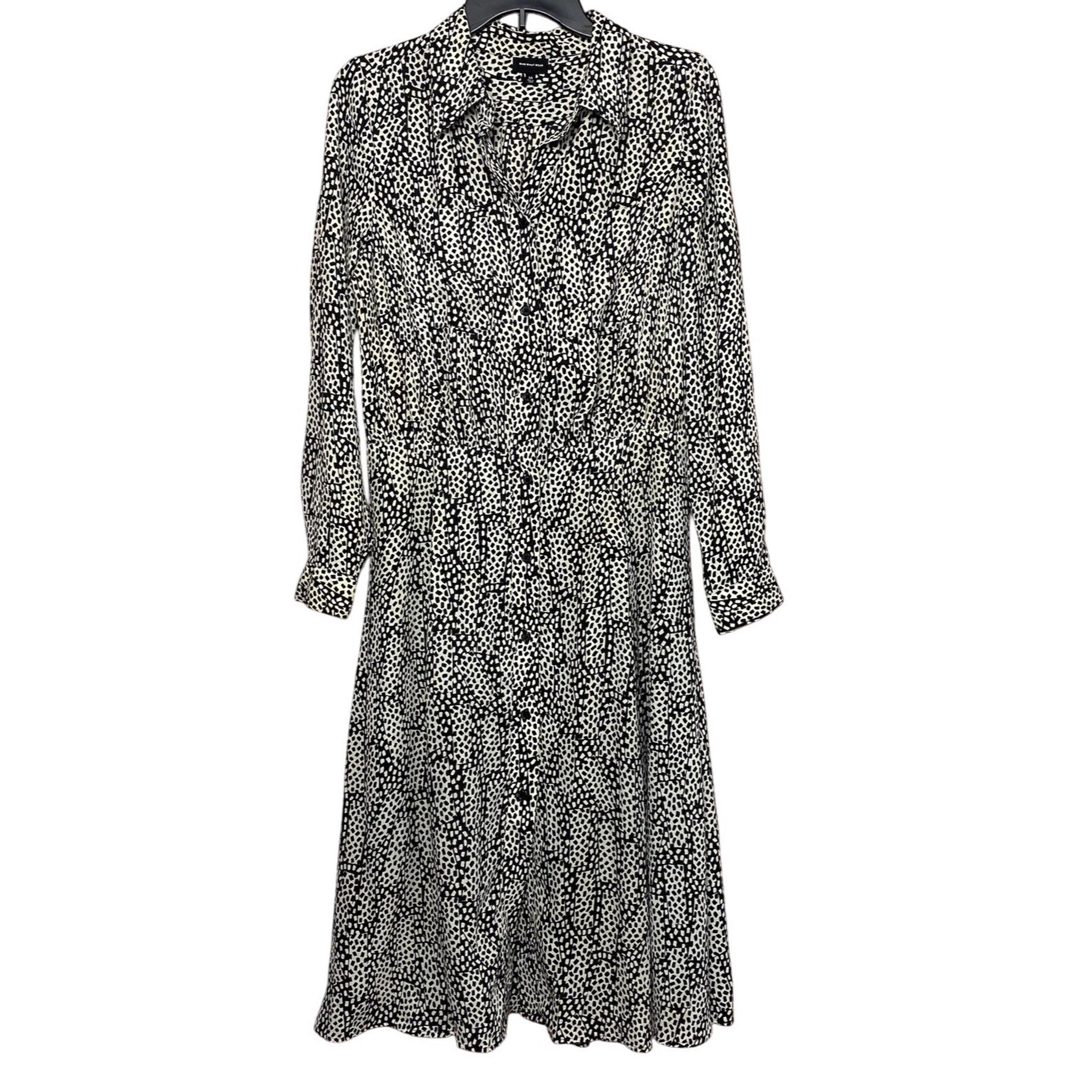 Who What Wear Midi Maxi Shirt Dress Womens Medium Black/White Lined Full Button
