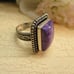RUSSIAN CHAROITE Sterling Statement Ring ~VINTAGE Gemstone 925 Twisted Rope Ring