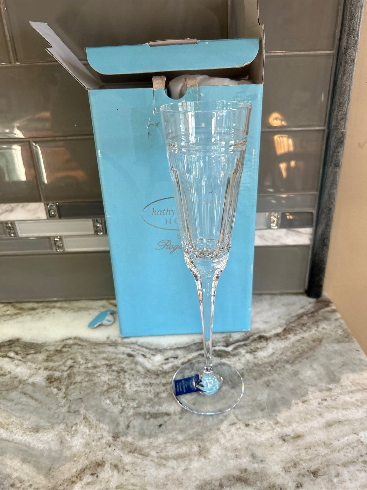 Kathy Ireland Home by Rogaska Crystal GRAND ESTATES CHAMPAGNE FLUTES NEW 100. B