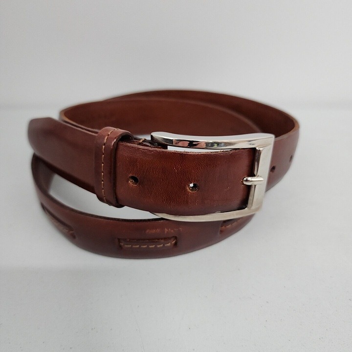 Size 34 Italian Leather MENS Belt Brown HAROLD POWELL