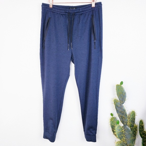 Public Record Mens Joggers Track Pants Heather Navy Blue size M