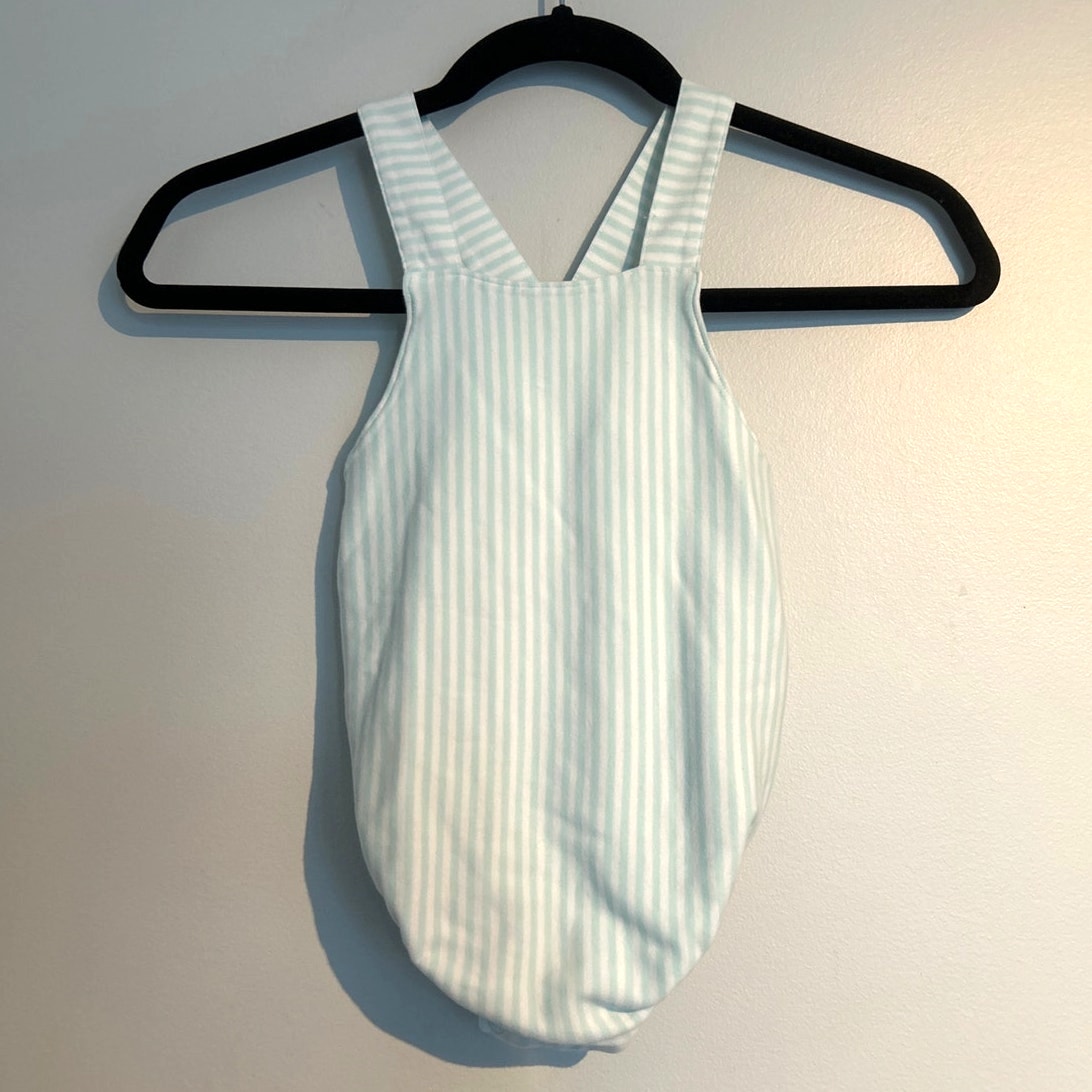 The Beaufort Bonnet Company Bubble, Blue/Green and White Stripe, Toddler Boy 2T