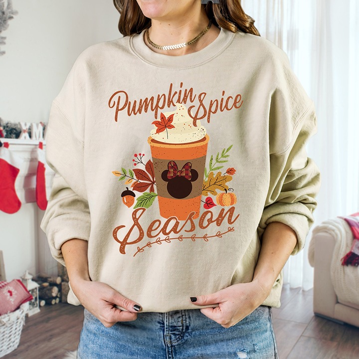 Disney Mickey And Friends Fall Pumpkin Spice Season T-Shirt Love Fall YAll Shirt