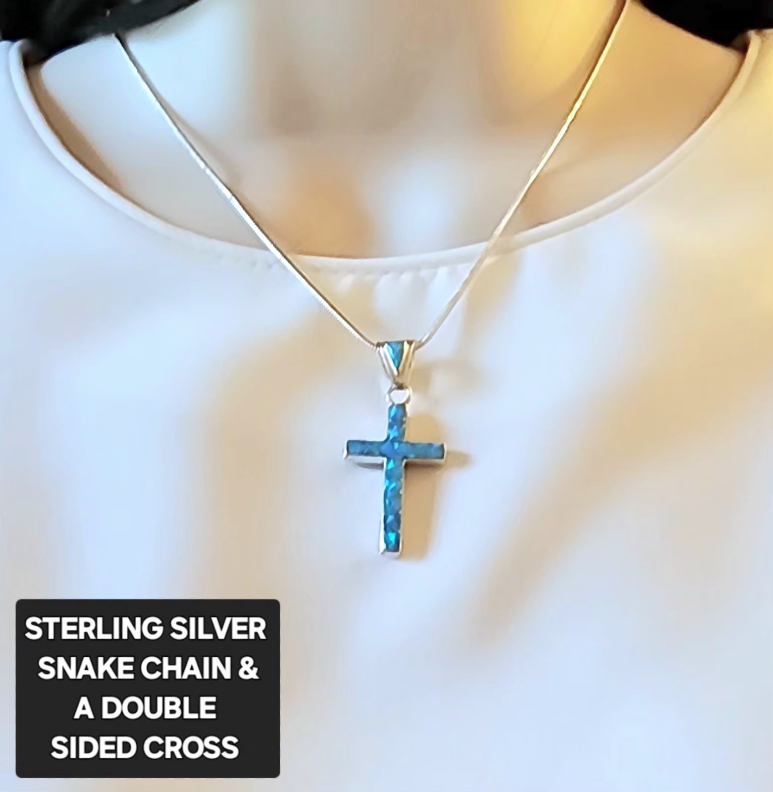 STERLING SILVER MULTIGEMSTONES DOUBLE SIDED CROSS