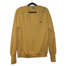 Vintage LACOSTE sweater 70s yellow IZOD Lacoste Alligator V neck Sweater