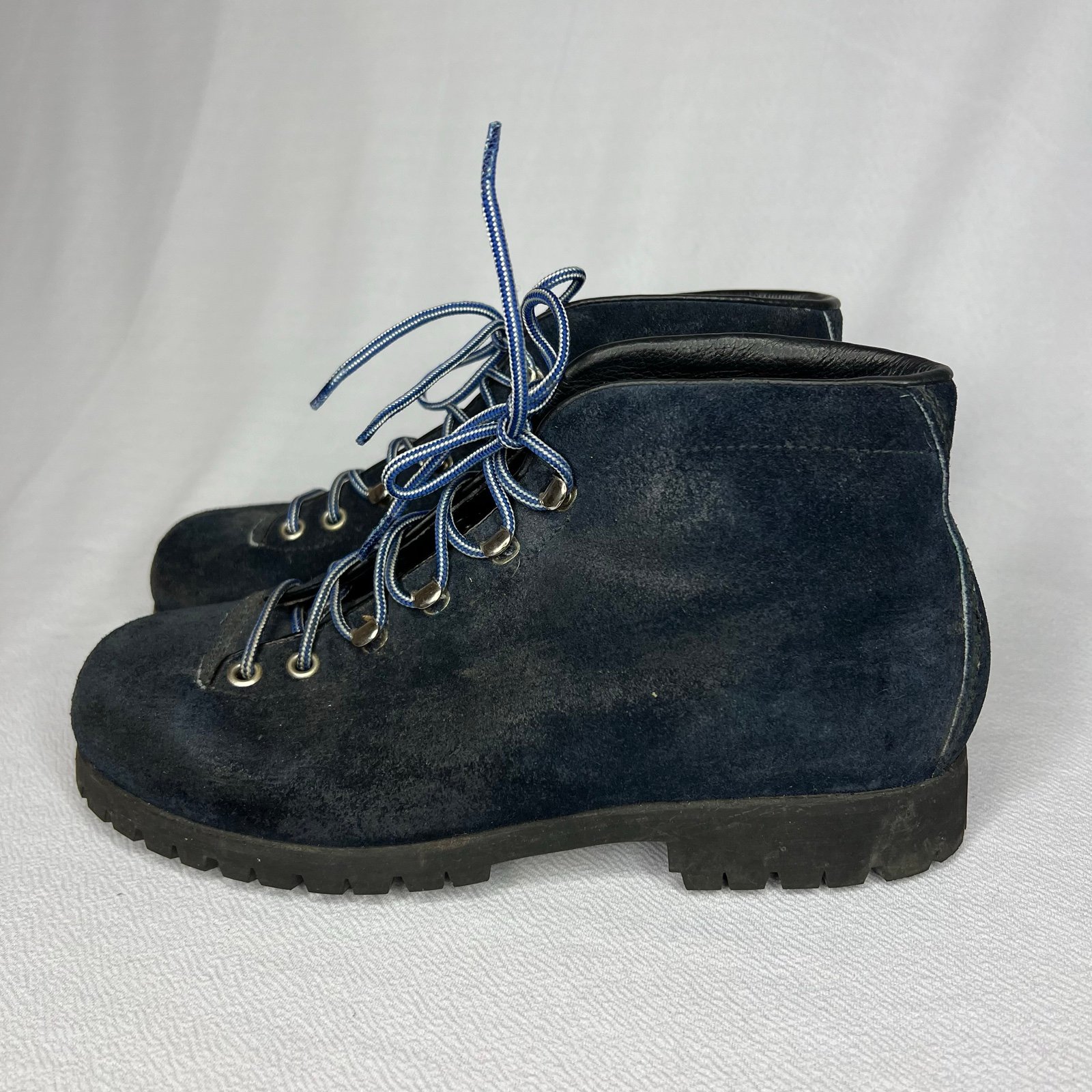 Vintage The Alps By Fabiano Blue Suede Leather Hiking Boots Womens Size 7 N