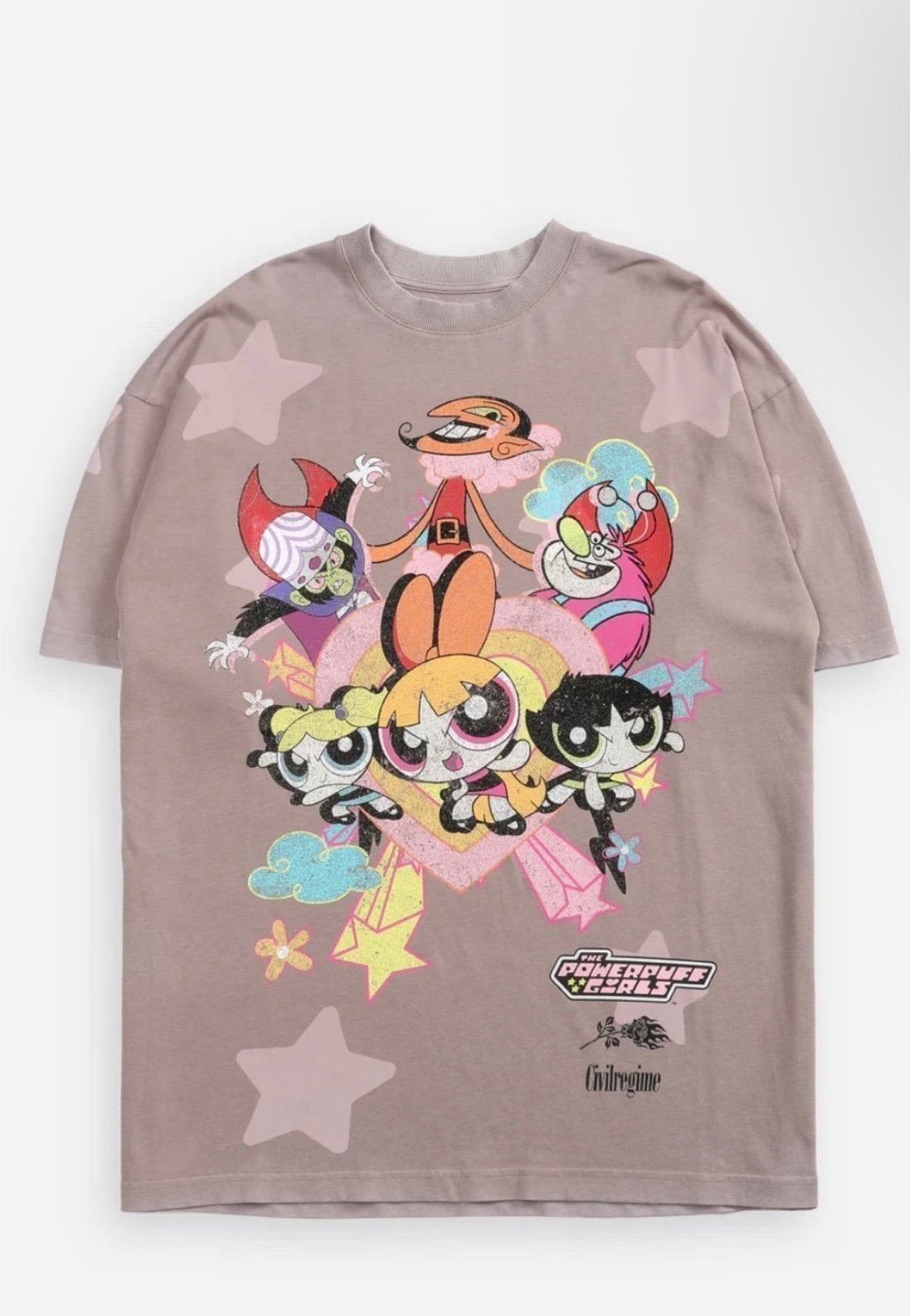 Civil Regime Powerpuff Girls American Classic Oversized Tee in Vintage Rose