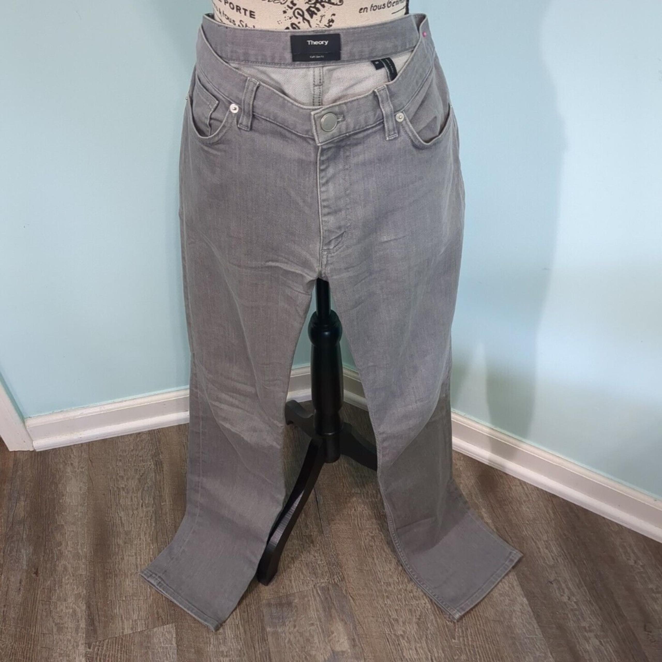 Theory Raffi Witten Gray Slim Fit Stretch Casual Pants Mens 33