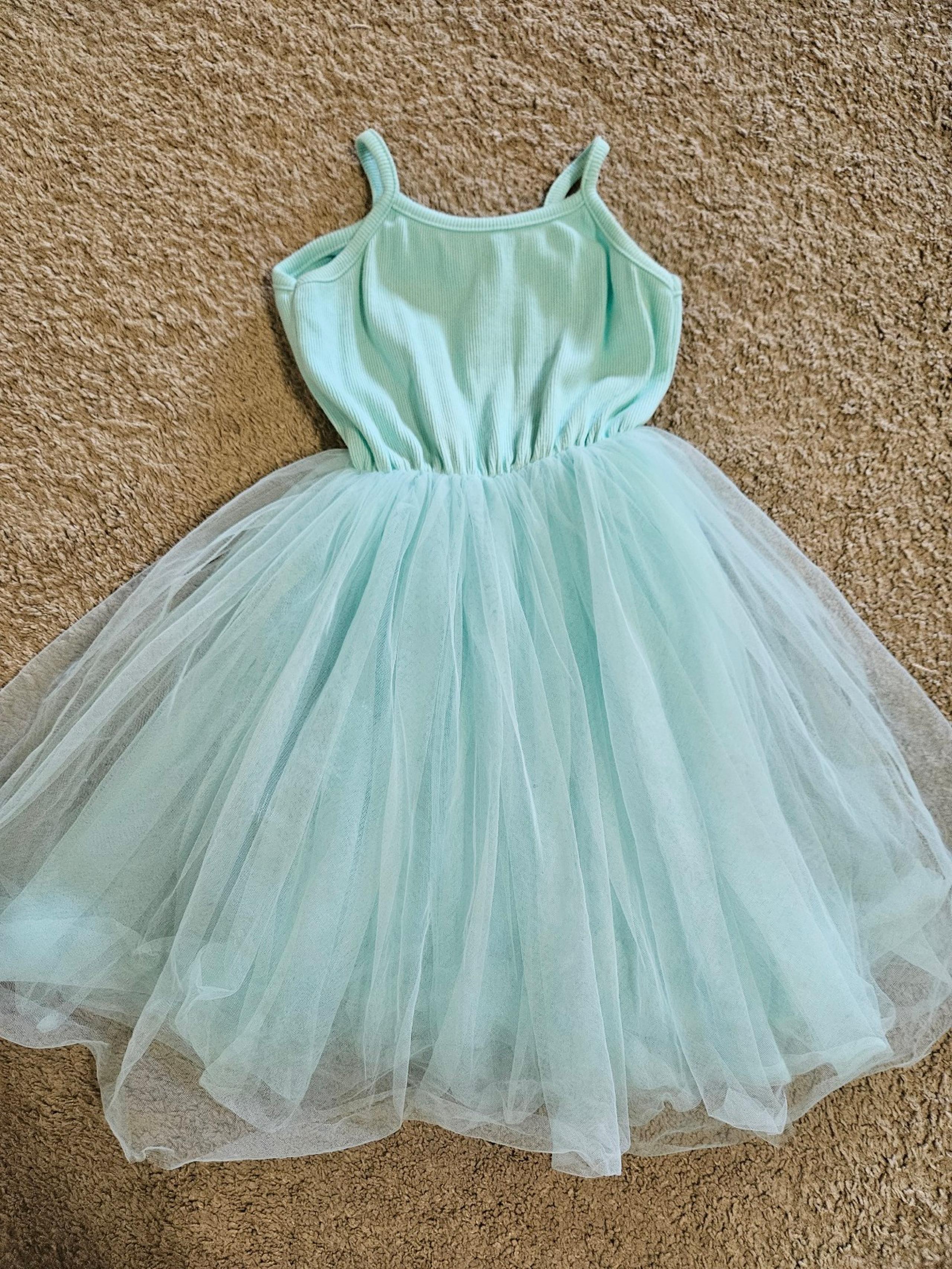 Girls aqua blue fluffy tule tutu fashion dress size 4/5