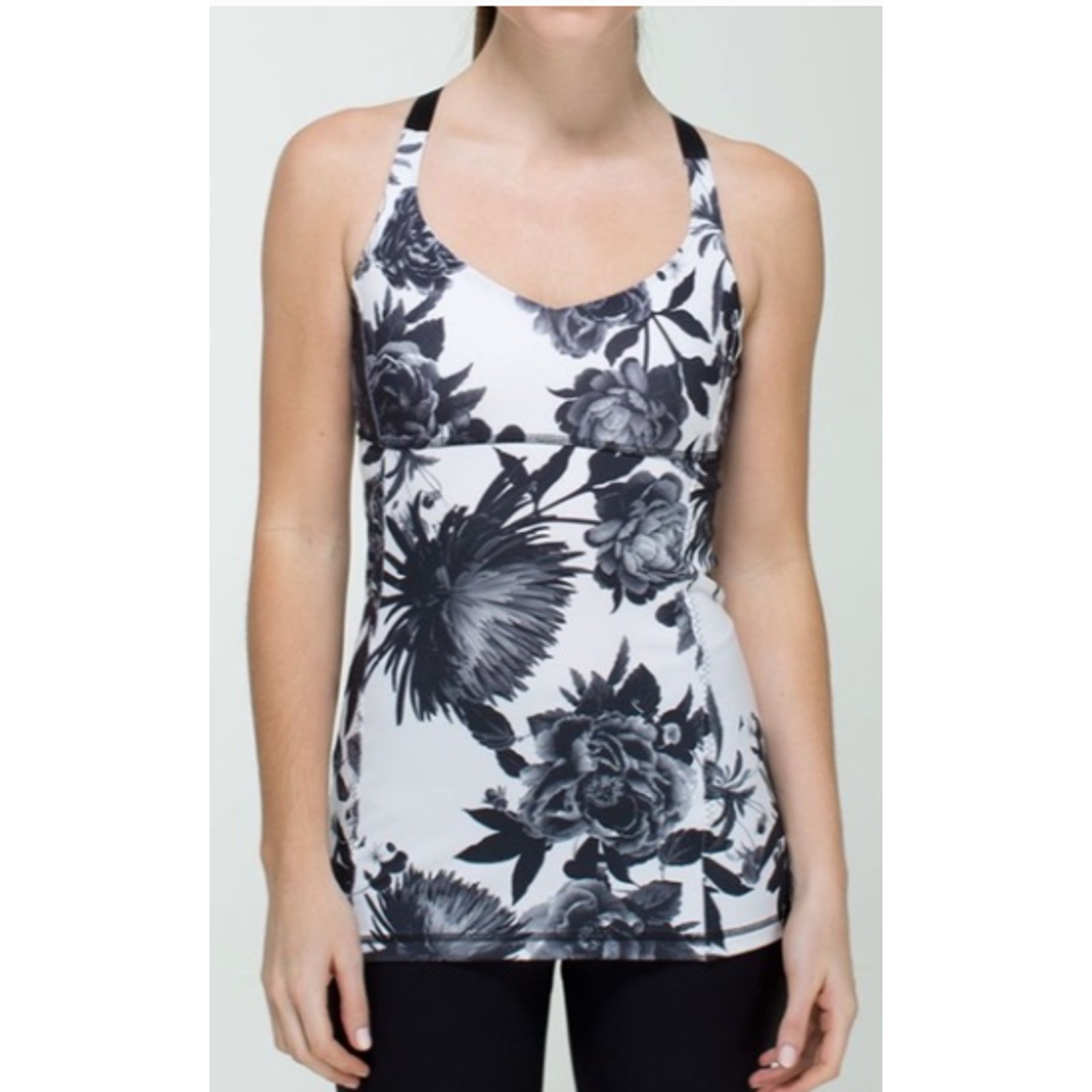 Lululemon Practice Daily Tank - Size 4 - Brisk Bloom Black White BOGO