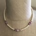1970's Purple & White Heishi Bead & Shell Necklace