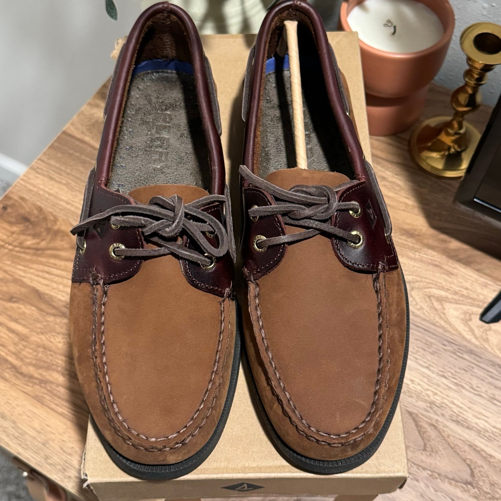 Sperry Men's Authentic Original 2-Eye Boat Shoe Brown Leather Comfy 9.5M NWB