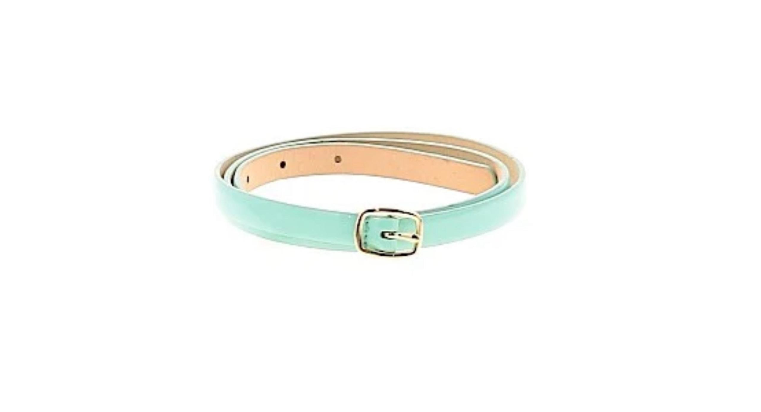 J. Crew light blue green turquoise leather belt with gold buckle size small - J.Crew