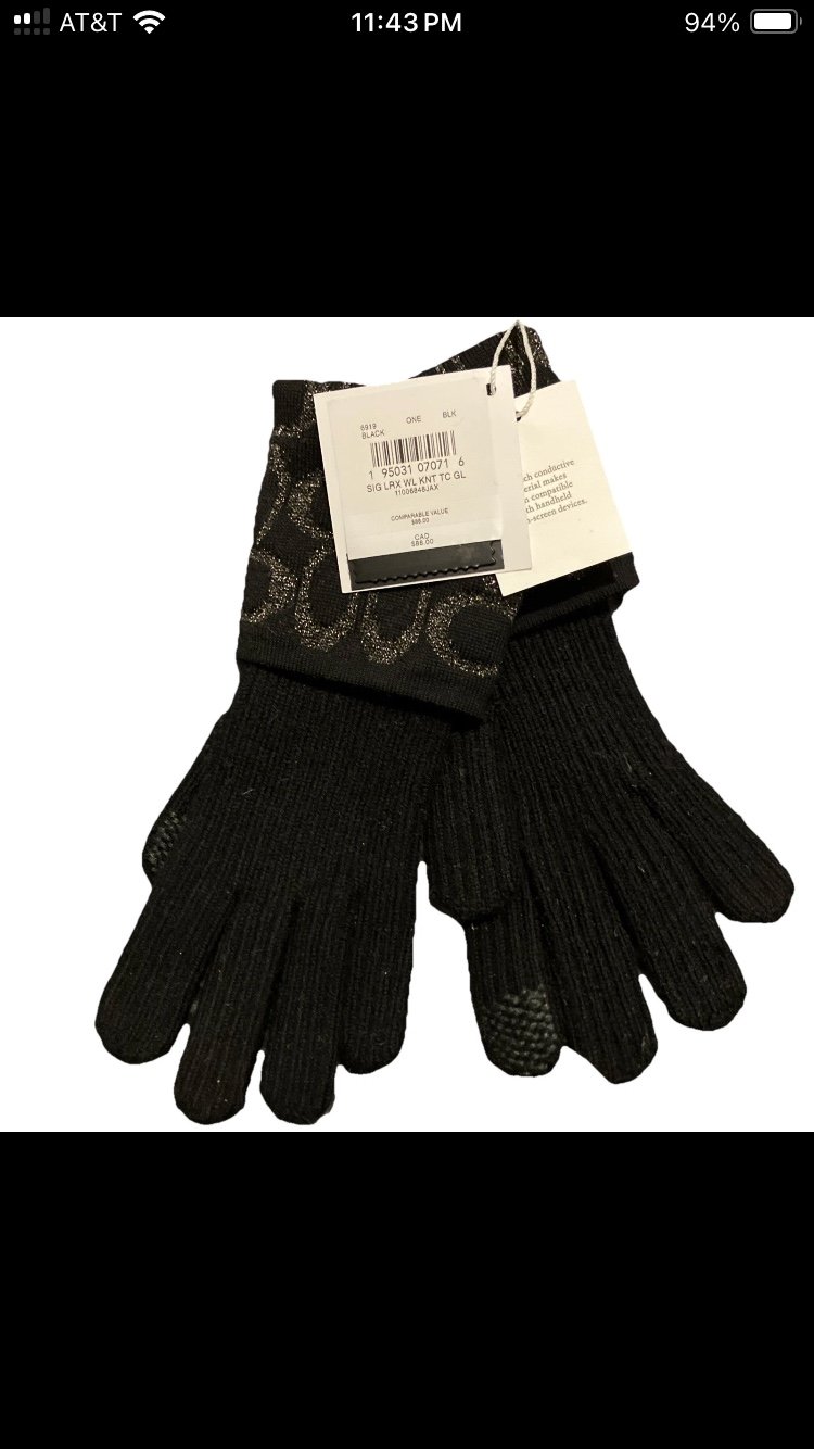 Coach Signature C Metallic Women's Black Knit Wool Tech