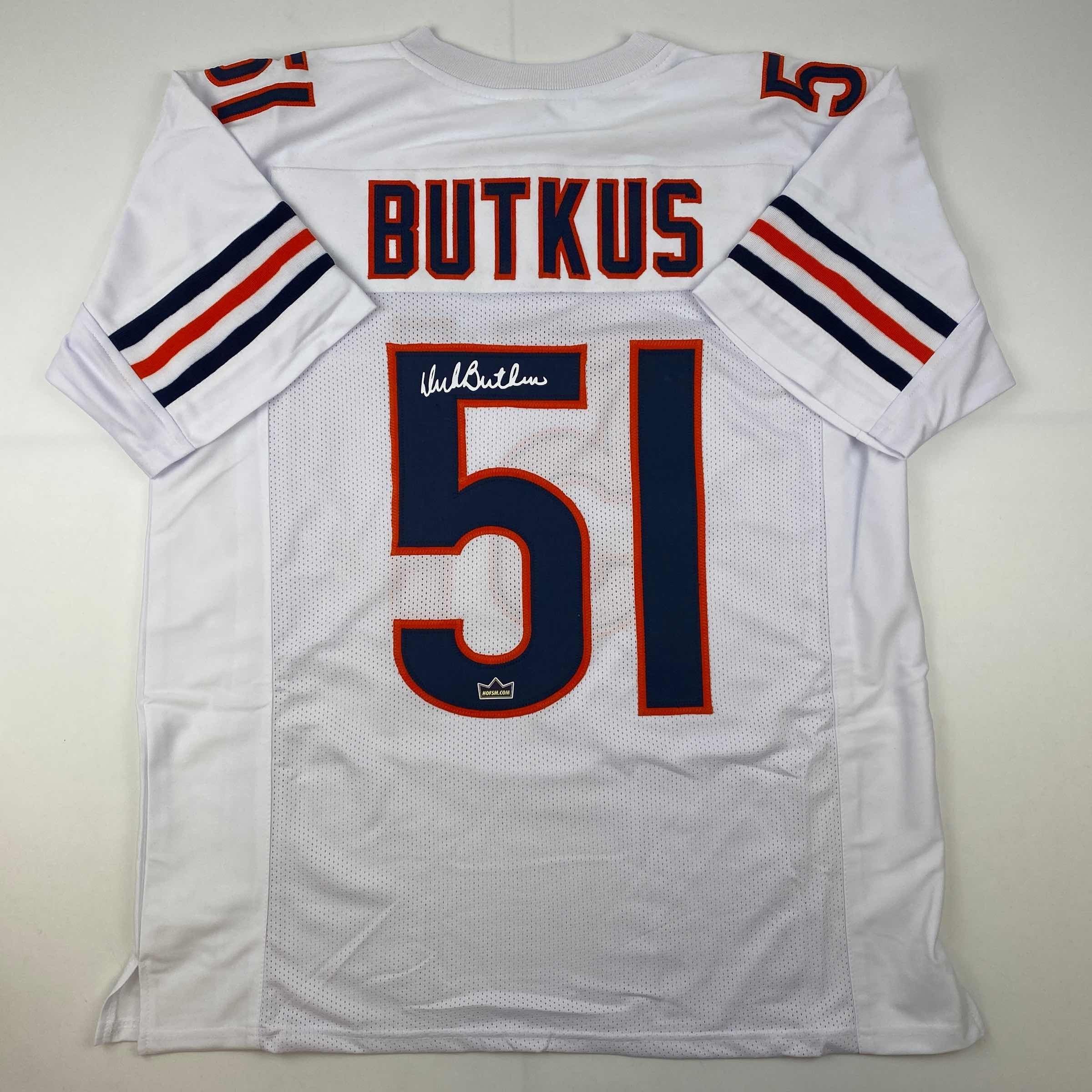 Facsimile Autographed Dick Butkus Chicago White Auto Jersey Size Men's XL