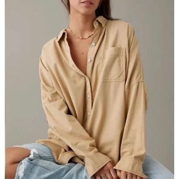American Eagle NWT Oversized Tan Button Down Size XSmall