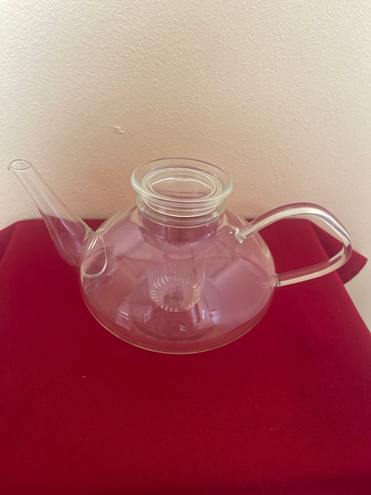Vintage Schott Mainz Jena Glass teapot with infuser and lid. MINT CONDITION.