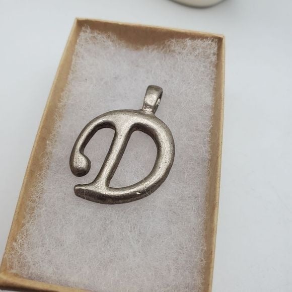 Sterling silver stamped initial d necklace pendant
