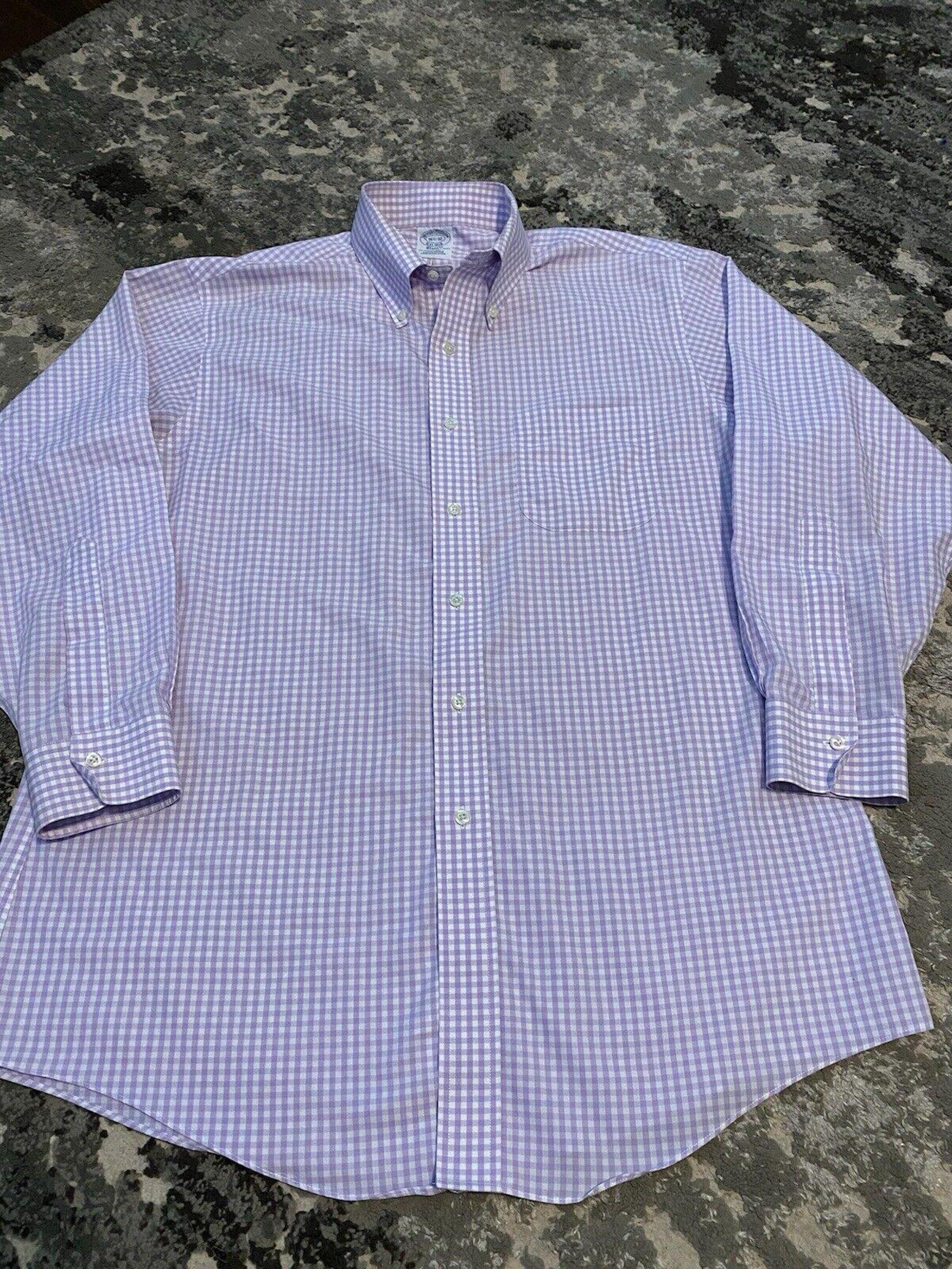 Brooks Brothers Purple White Check Long Sleeve Button Down | Women's sz 16.5x32