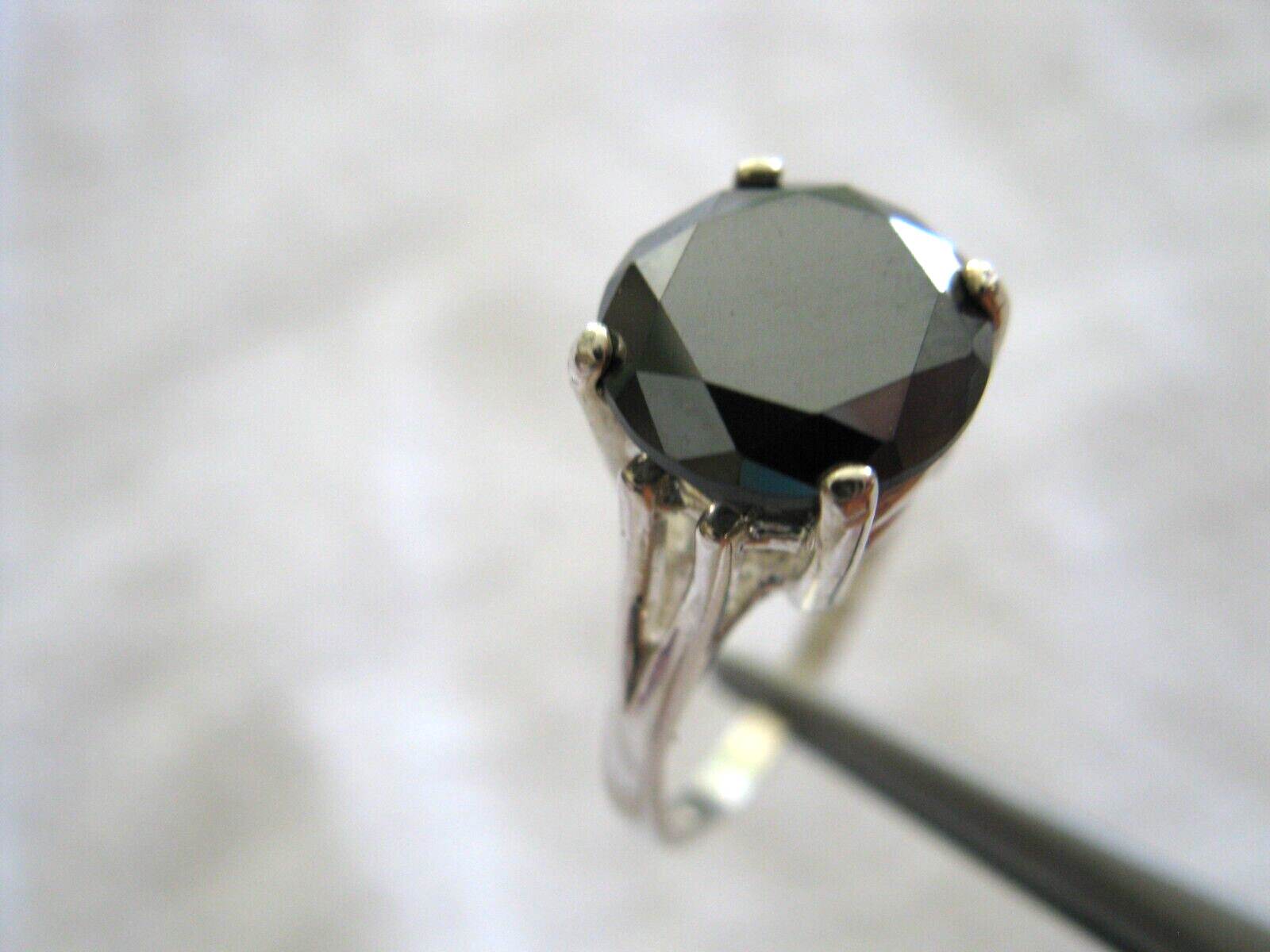 4.17ct 100% NATURAL REAL BLACK DIAMOND RING,FREE DIA TESTER, CERTIFICATE,SI ZE 8