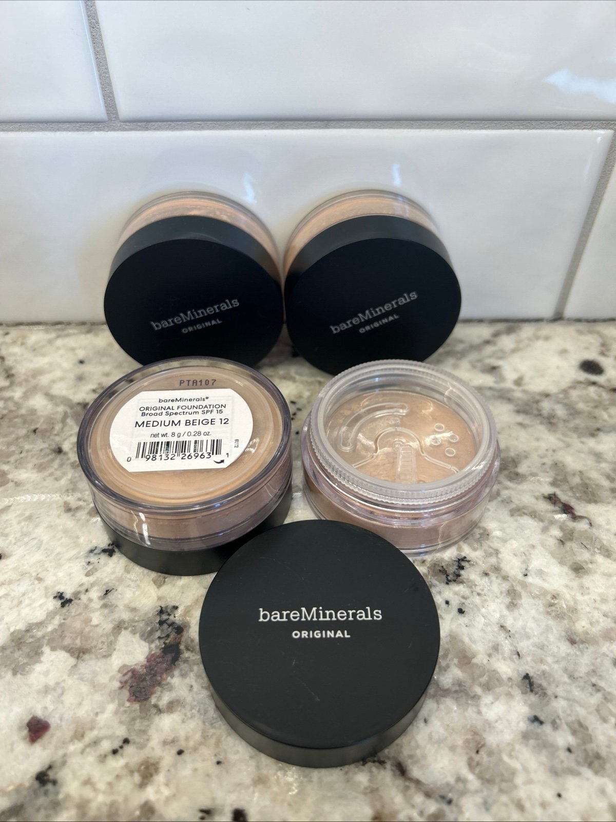 New (4) Bare Minerals Original Foundation Medium Beige # 12 SPF 15 - 8g/0.28 oz