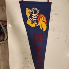 Vintage Kansas University KU Felt Pennant Jayhawks