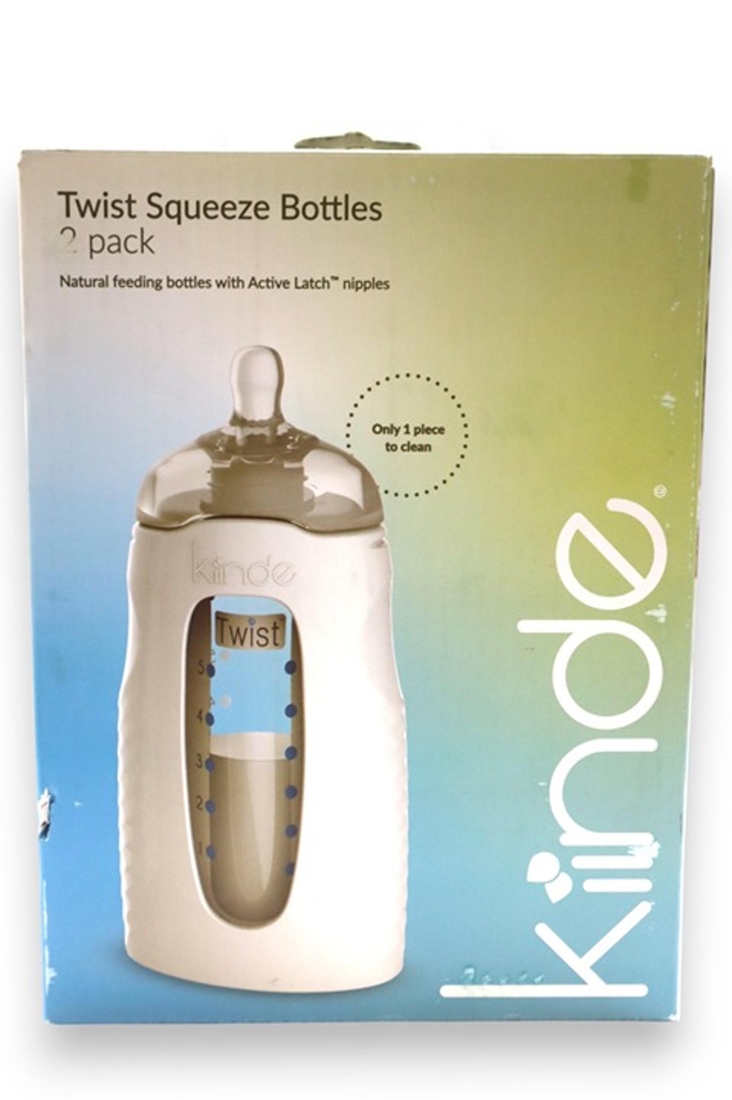 Kiinde Twist Squeeze Natural Baby Breast Milk Feeding Bottle (2 Pack)