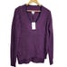 New with Tags John + Jenn Purple Rhapsody Knit V-Neck HiLow Sweater Size Small