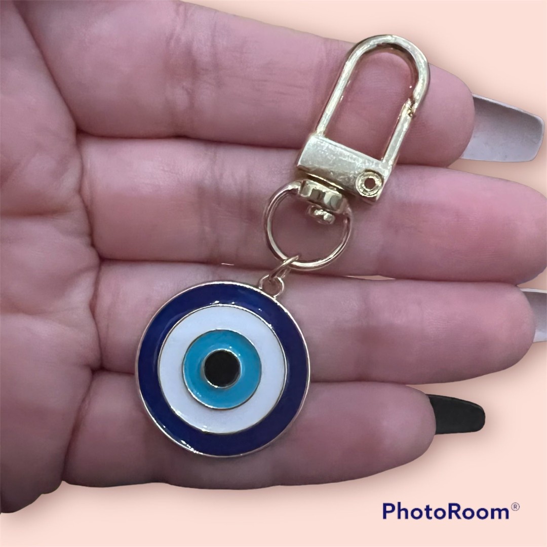 Blue Evil Eye Keychain Gold Plated Great quality keep your keys protected Blue Evil Eye Keychain Gold Plated Great quality keep your keys protected