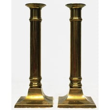 Vtg Decorative Crafts Tall 8.5'' Brass Taper Candlesticks Holders Square Columns