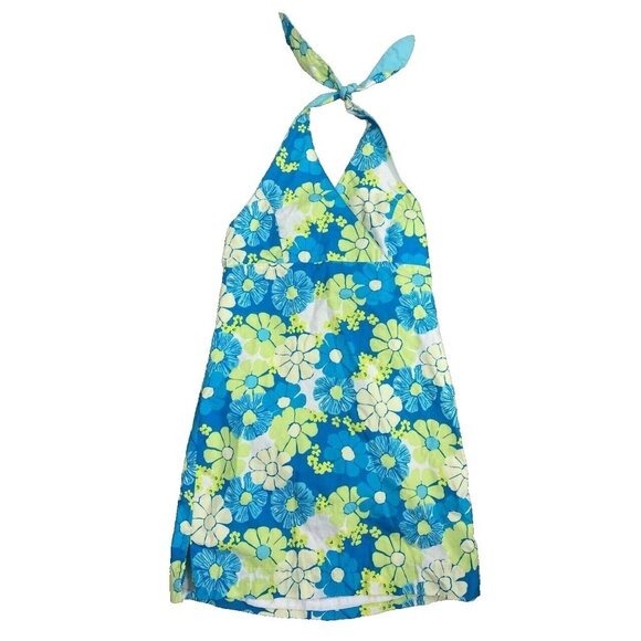Lilly Pulitzer Girls Halter cotton Dress Sleeveless Floral Multicolor Size 12