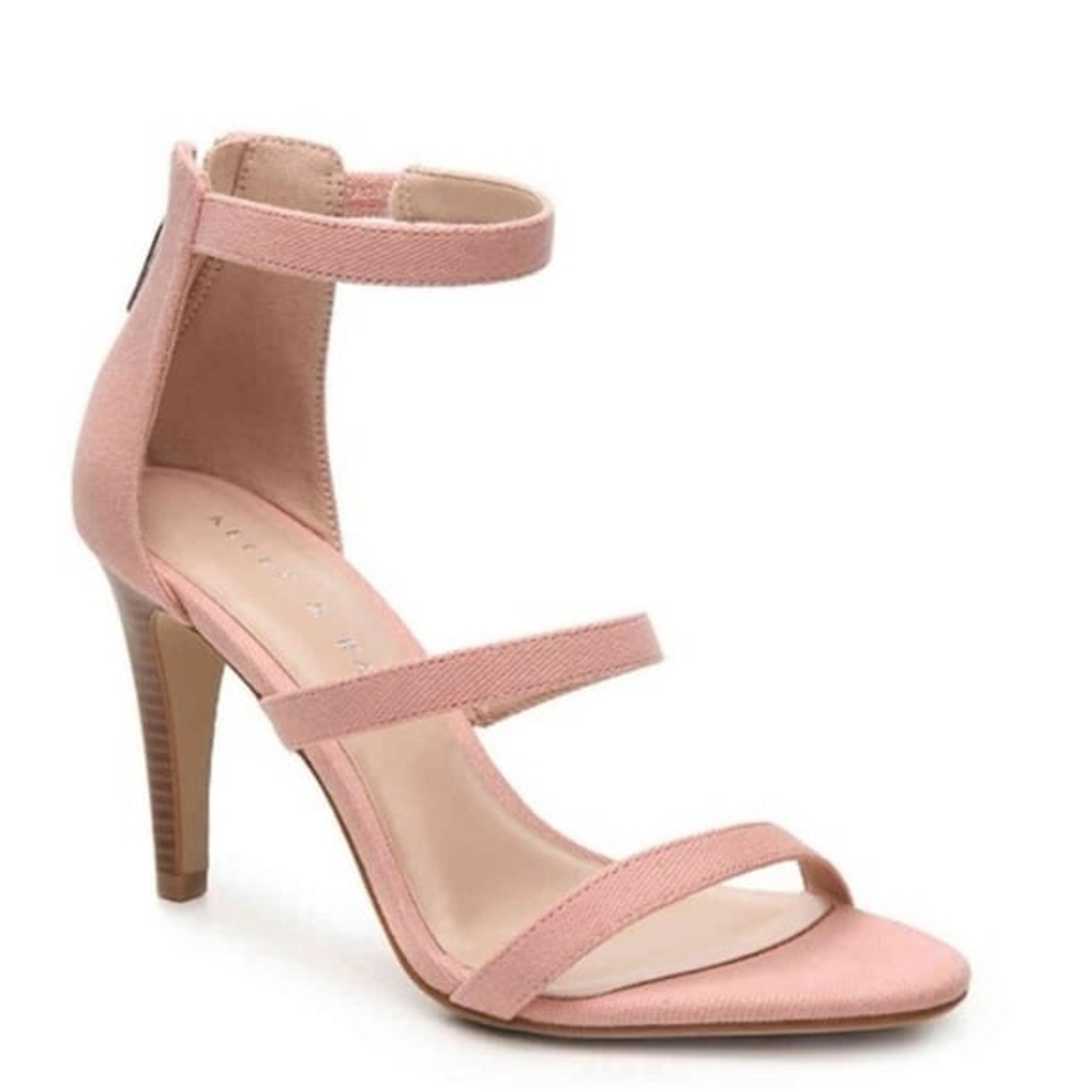 Kelly & Katie Cleo Blush Light Pink Strappy Ankle Strap Heel Zip Sandal Size 7.5