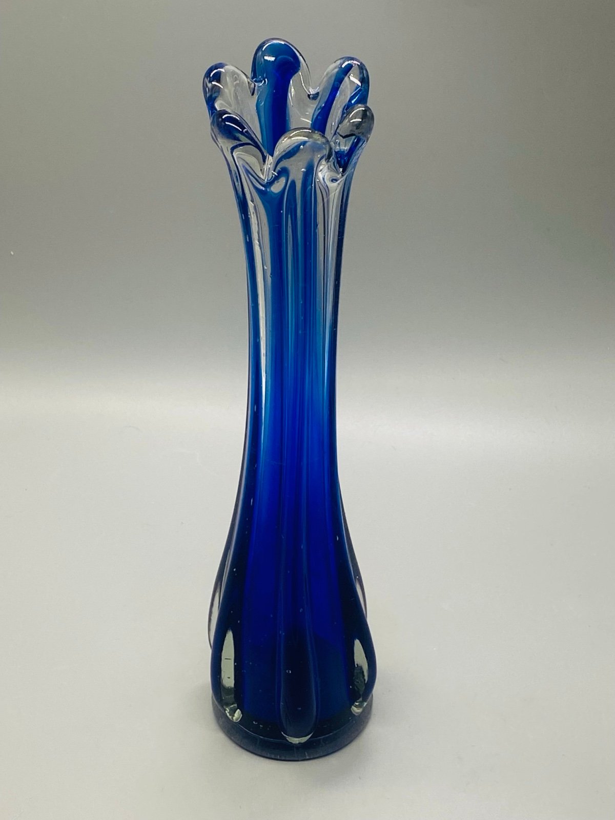 Vintage Retro Swung vase Cobalt Blue 9”