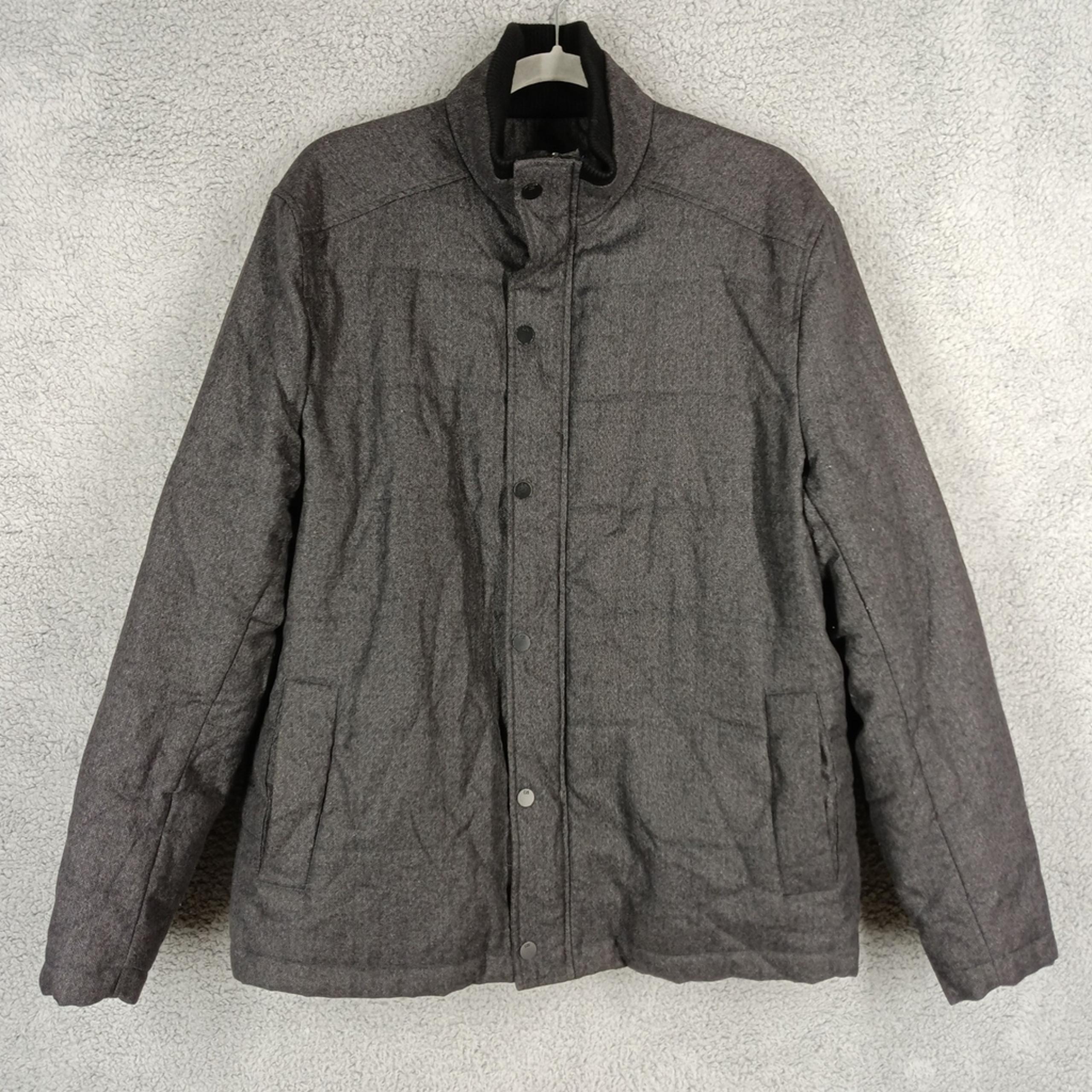 Cutter & Buck Men's Medium Puffer Jacket Insulated Quilted Button Front Gray