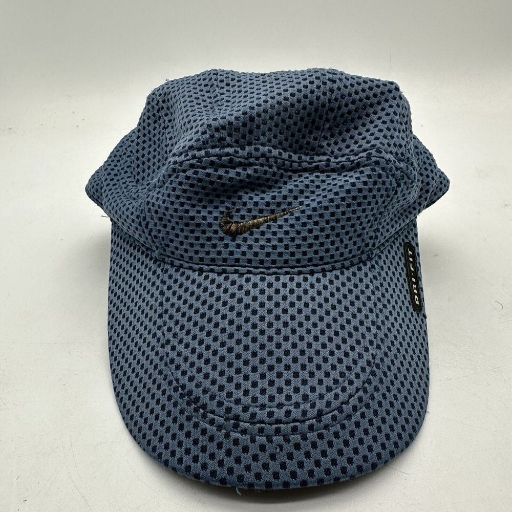 Vintage Nike Tailwind Dri-Fit Panel Mesh Blue Black Swoosh Hat Cap EUC