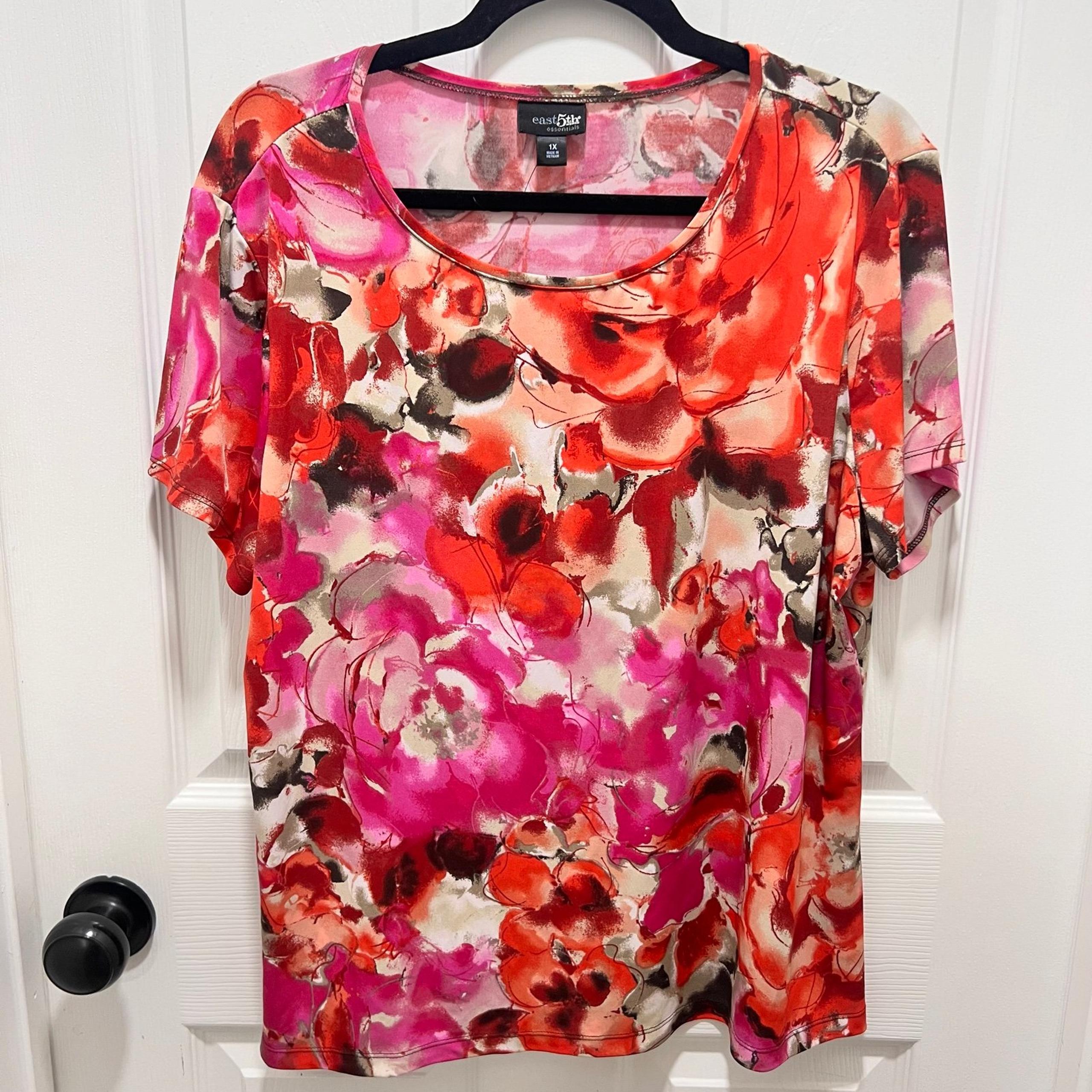 East 5th Floral Short Sleeve Shirt Women’s Top Blouse size 1X